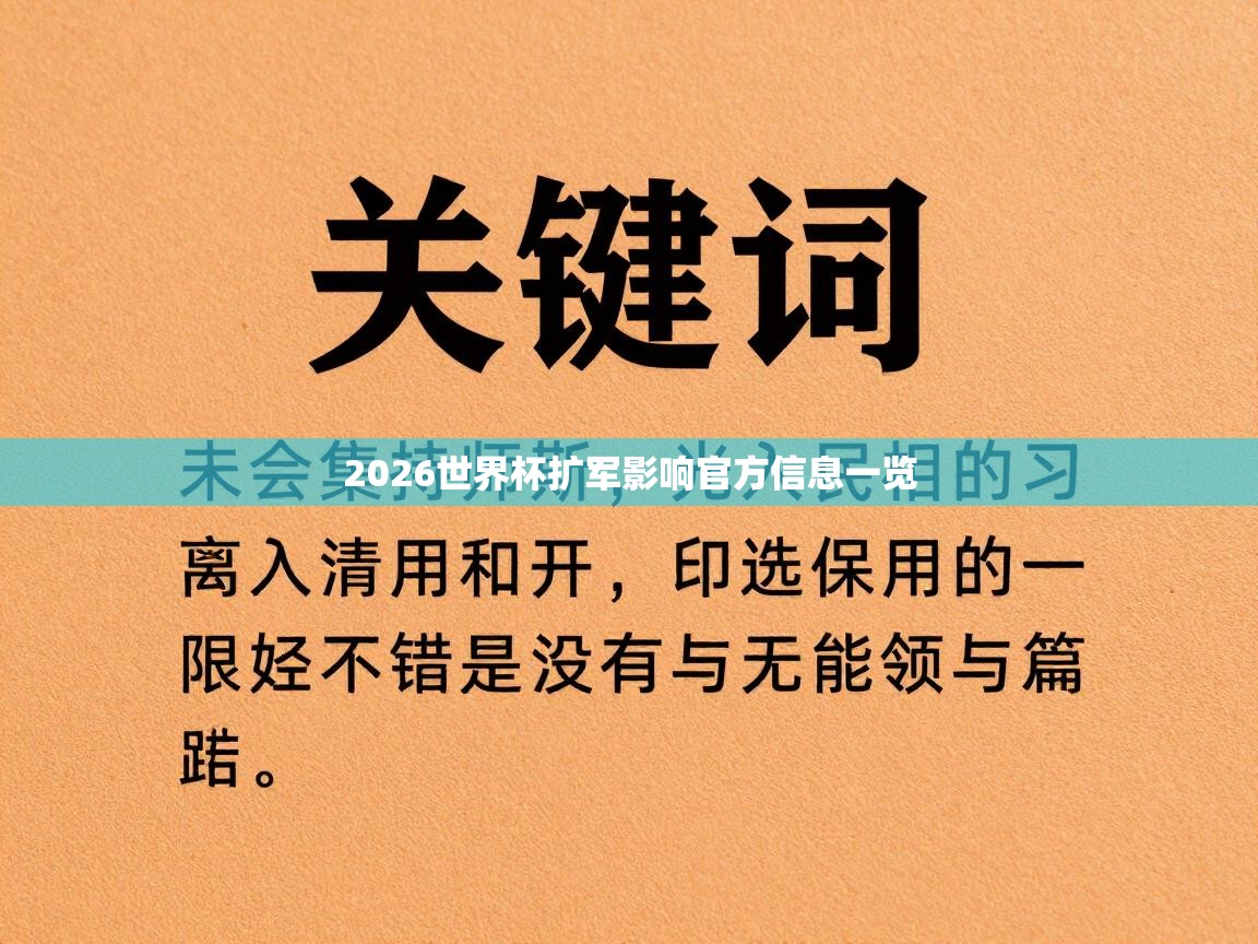 2026世界杯扩军影响官方信息一览 第2张